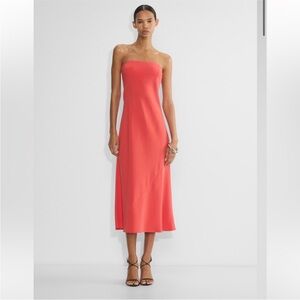Babaton Strapless Dress in Vibrant Coral